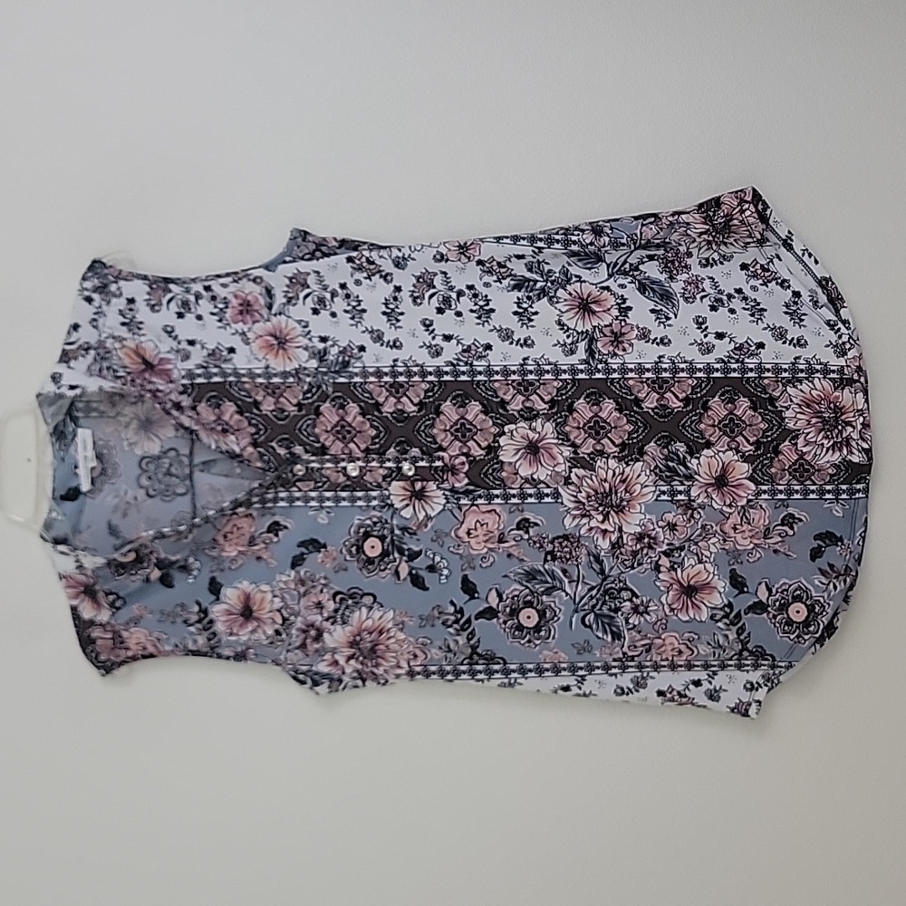 Perception Floral Multicolored Sleeveless Tunic Top M